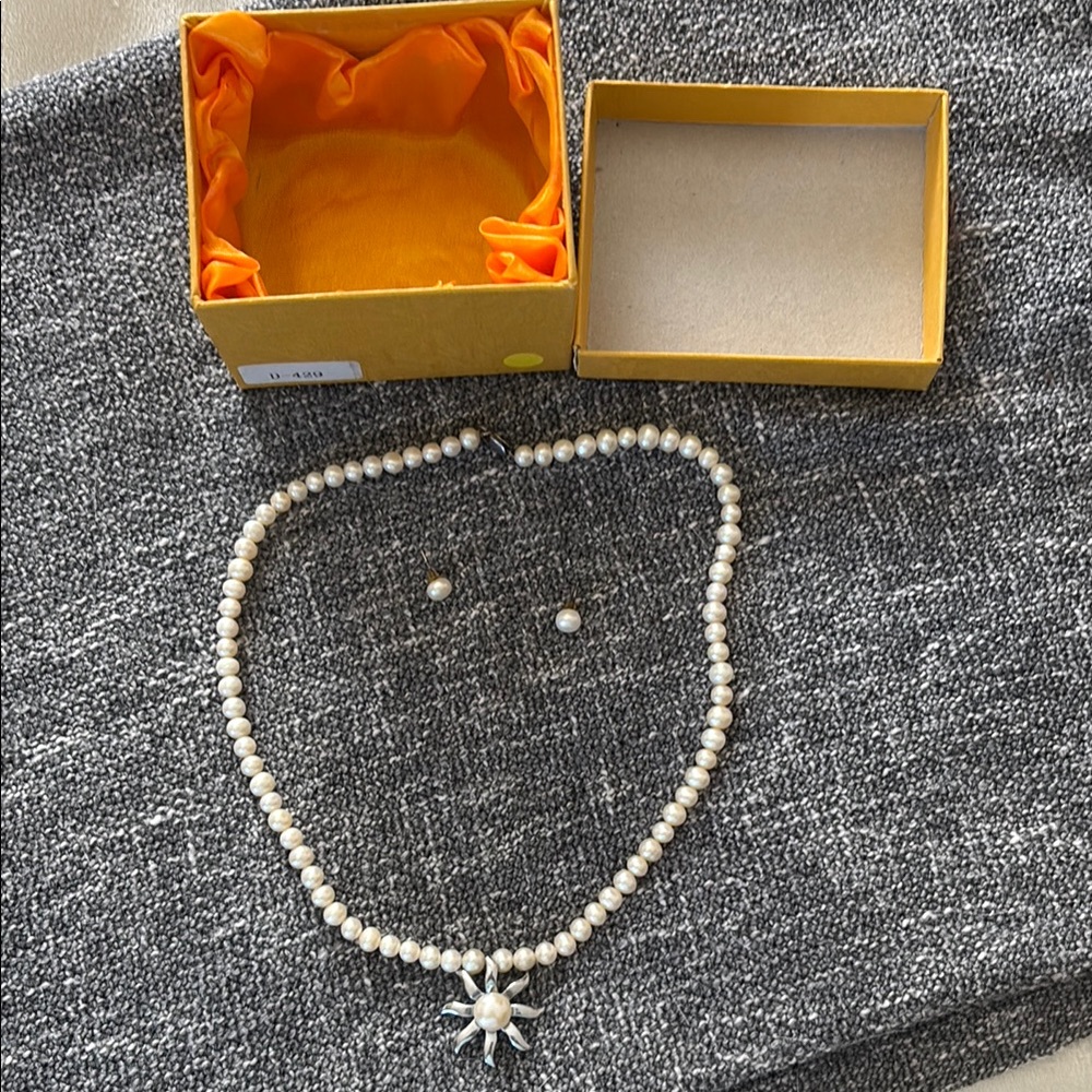 Elegant Pearl Necklace and Earring Set